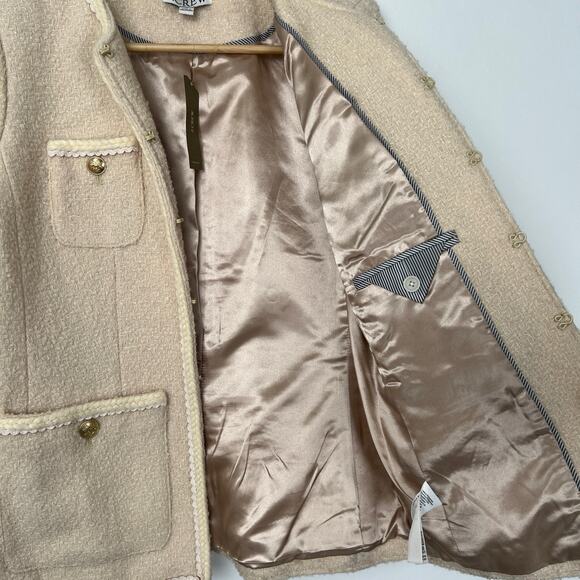 NWT J Crew Women’s Size 4 Ivory Long Lady jacket Wool Blend Tweed Boucle BM556 - Picture 13 of 16